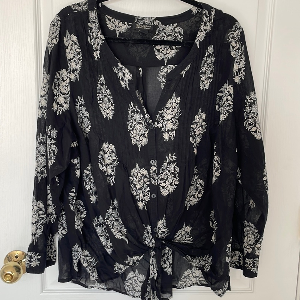 Lucky Brand Black and White Floral Blouse